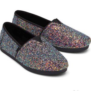 NEW!! TOMS Alpargata Black Glitter Wmn 9.5